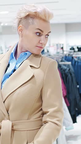 woman shopping for clothes in a department store