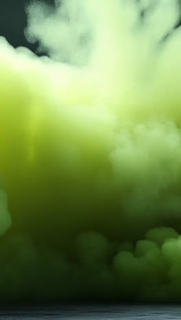 dramatic green smoke fills air. a thick cloud of green smoke rises dramatically, creating an intense atmosphere with swirling patterns and depth.