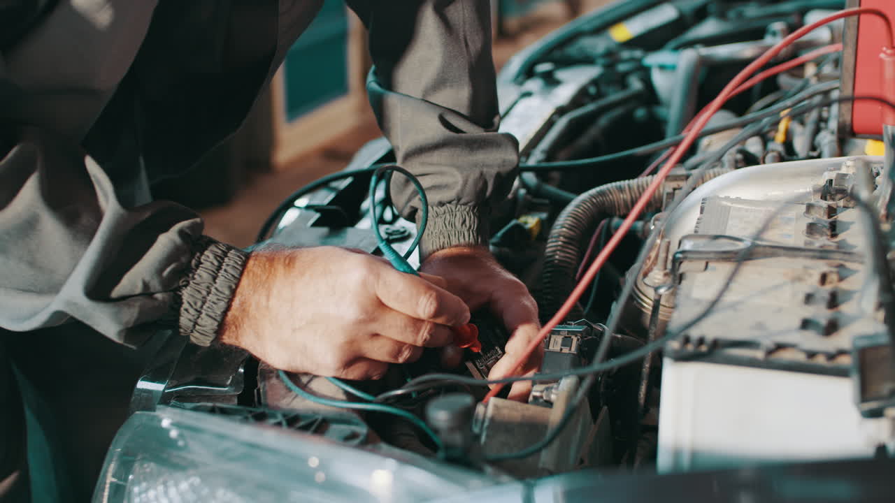 mecánico de automóviles diagnosticando un motor de automóvil