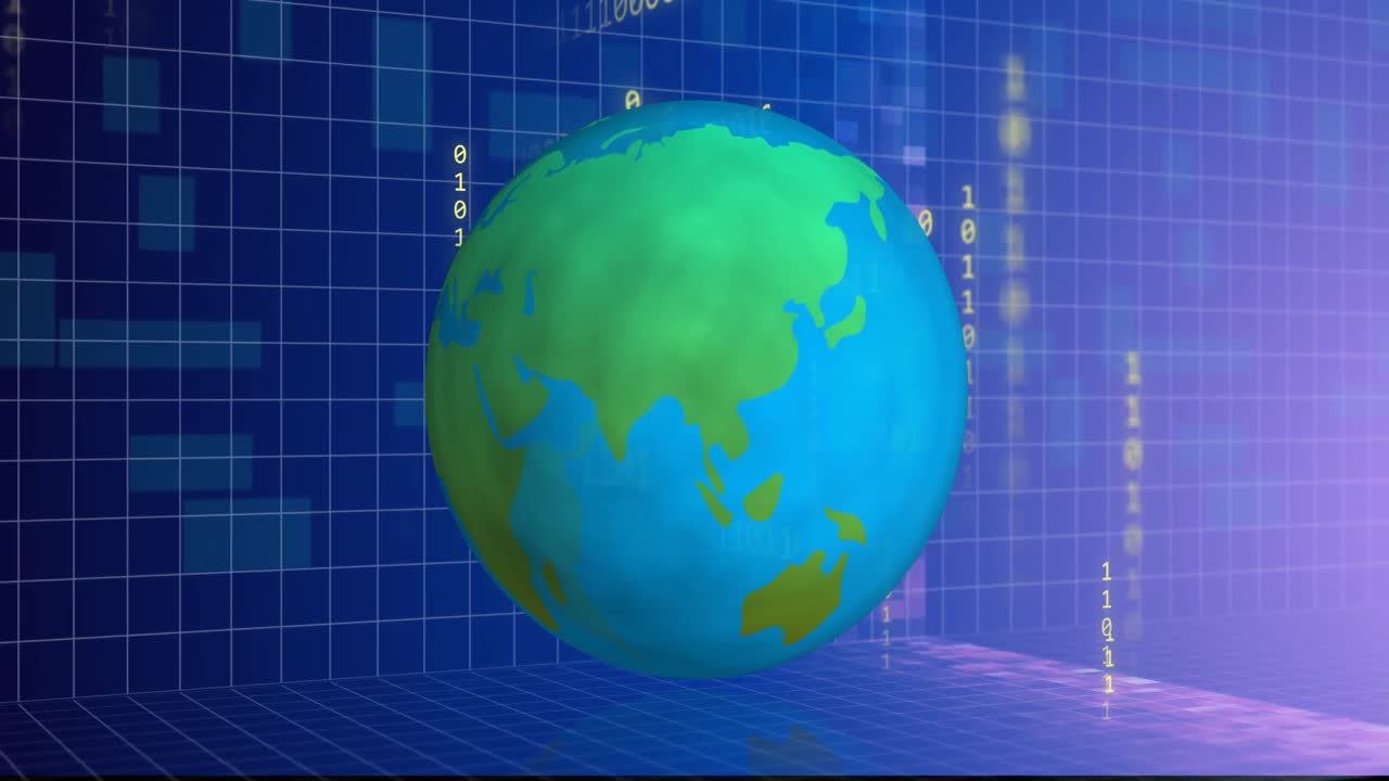 이진 코딩을 통해 지구의 애니메이션과 데이터 처리를