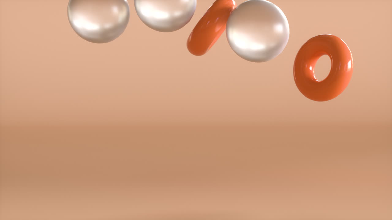 4K video animation. Different geometric shapes falling on an isolated background.