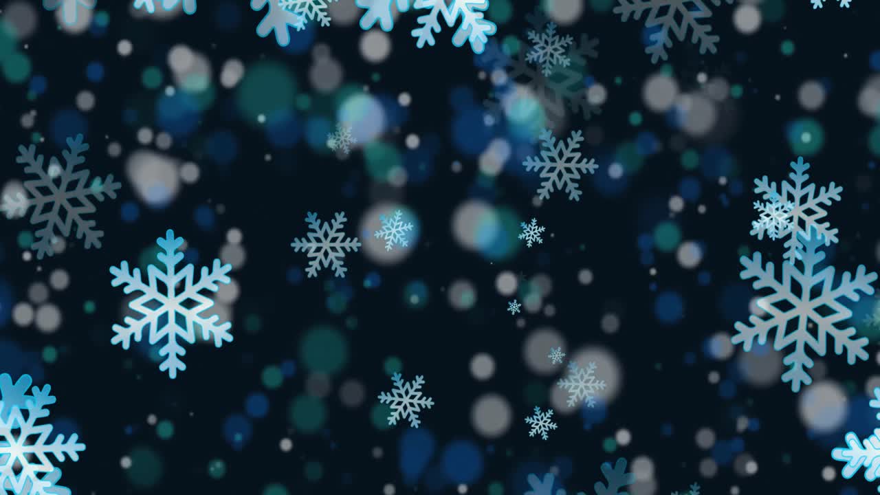 animación de la nieve de navidad cayendo sobre un fondo azul
