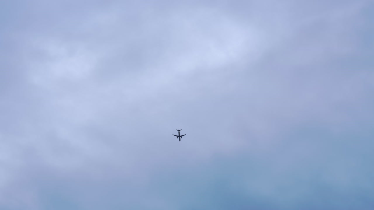 Plane in distance on sky background