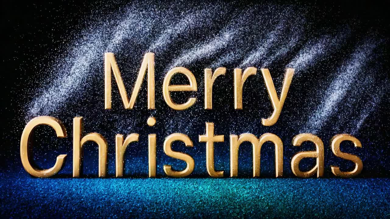 A Beautiful Christmas Greeting Rendered in Golden Letters, Surrounded by Sparkling Particles, Capturing the Joy and Festivity of the Holiday Season, Inviting All to Celebrate and Share Love and Cheer
