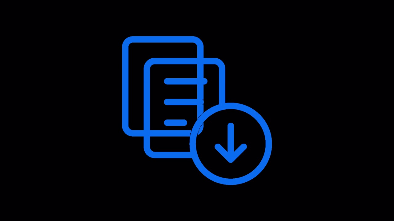 Blue Animated Icon of Documents with a Download Arrow