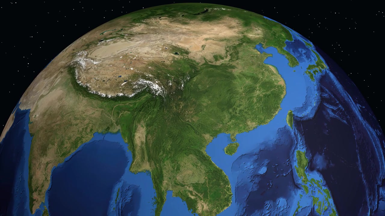 Un globo digitale ruota e ingrandisce dallo spazio fino a un indicatore di posizione specifico a Zhanyi, Cina.