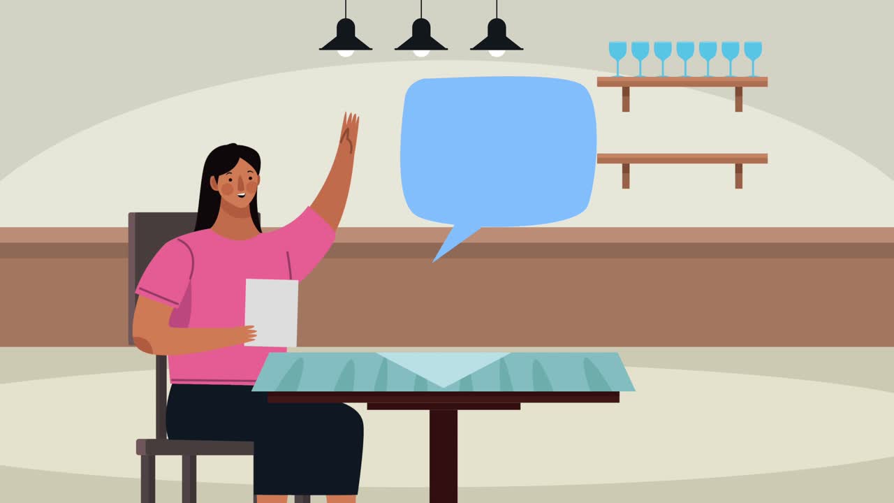 woman in restaurant scene character