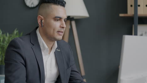 businessman in video conference call