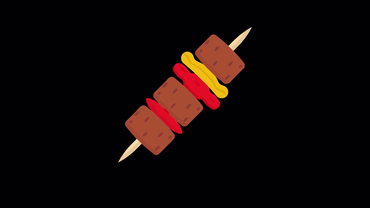 Spiedino di Kebab Animato con Carne e Verdure