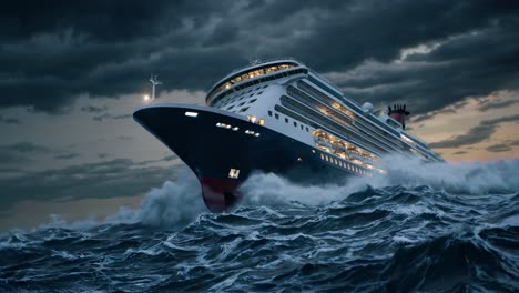 cruise ship in a storm