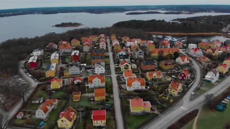 aerial view of picturesque houses on the swedish paradise island salto in karlskrona, sweden-6