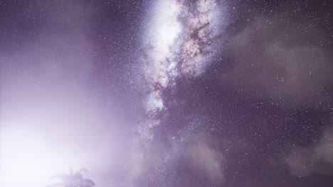 milky way galaxy over tropical rainforest.