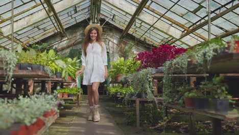 woman in a greenhouse