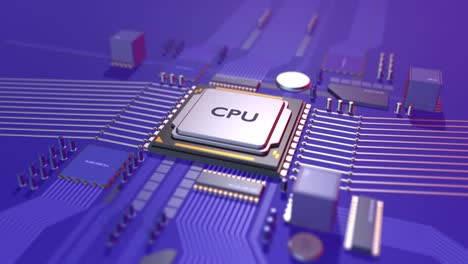 high tech computer chips processors transmitting data. futuristic technology.