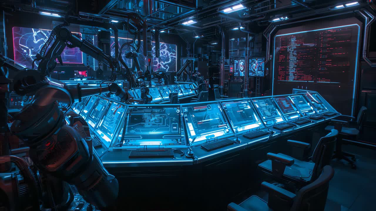 Futuristic Control Room with Advanced Technology