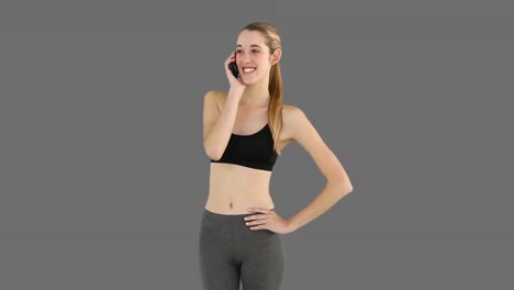 fit model talking on the phone