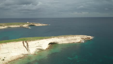 AERIAL:-Storm-is-Coming-Over-Mediterranean-Sea-to-Ta-Kalanka-Sea-Cave-Bay