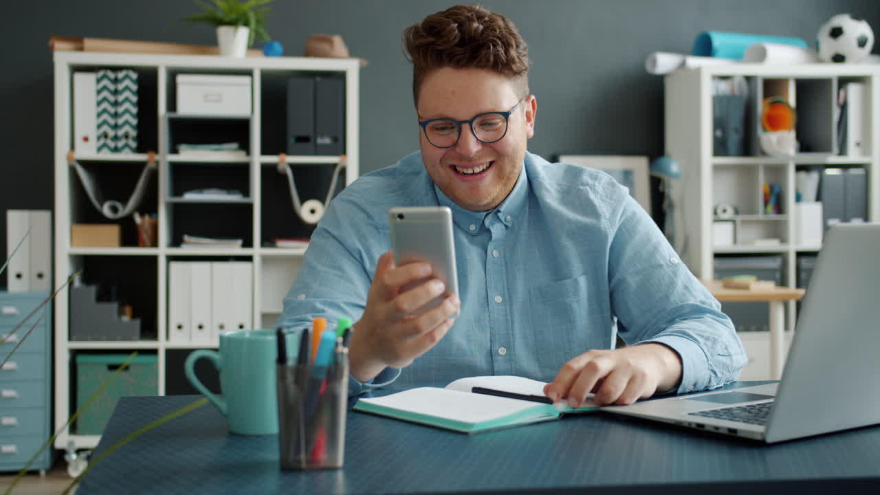 Happy Man Working in Office