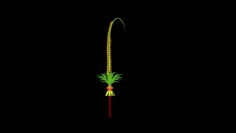 penjor balinese bamboo pole decoration with agricultural produce vector animation with alpha matte 20-25 seconds seamless loop