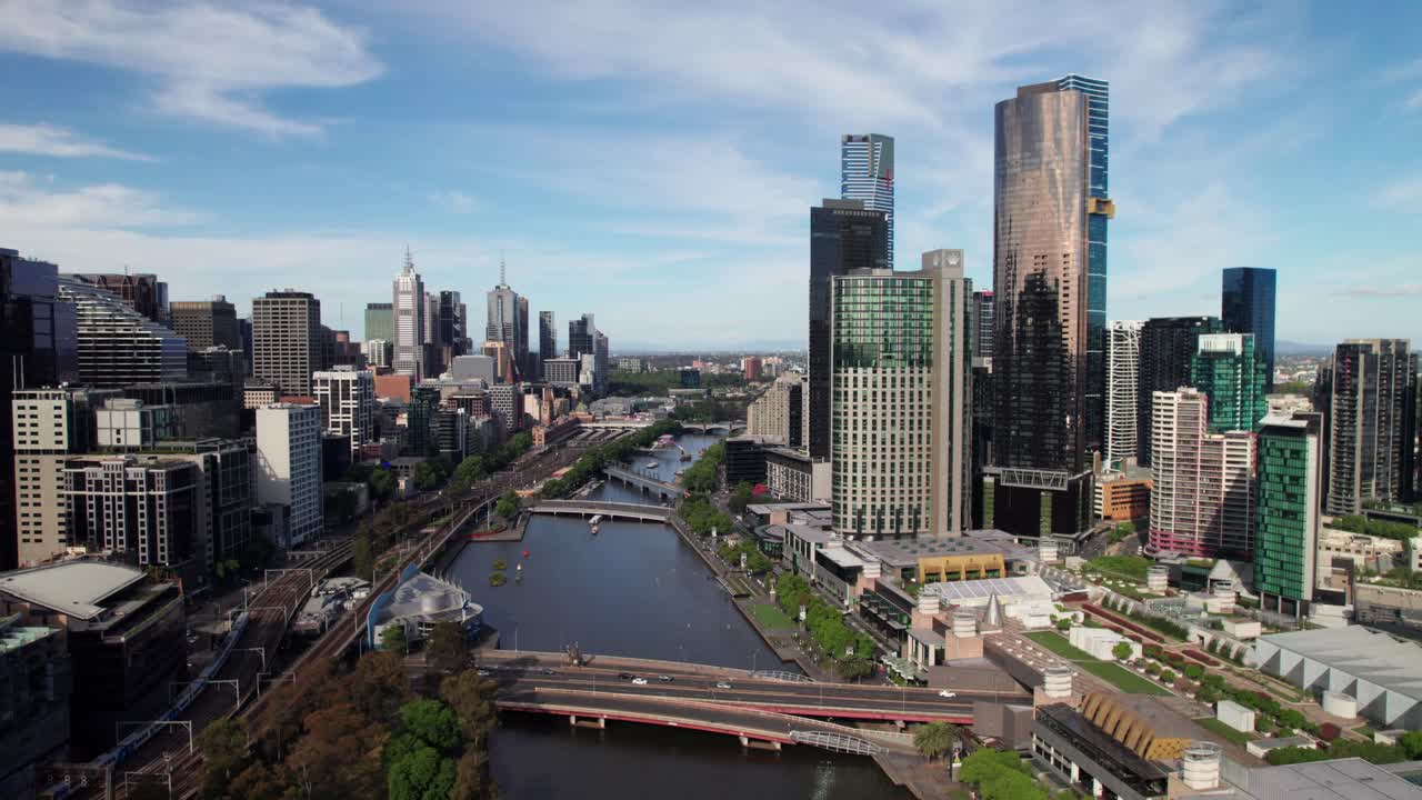 Aerial View of Melbourne City Skyline