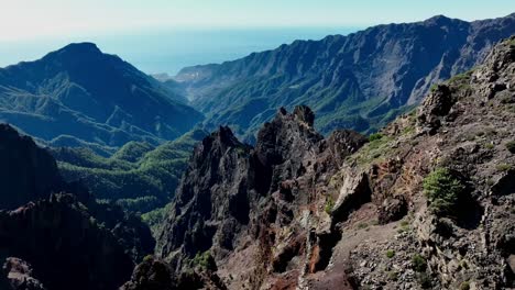 aerial view of majestic mountains and valley