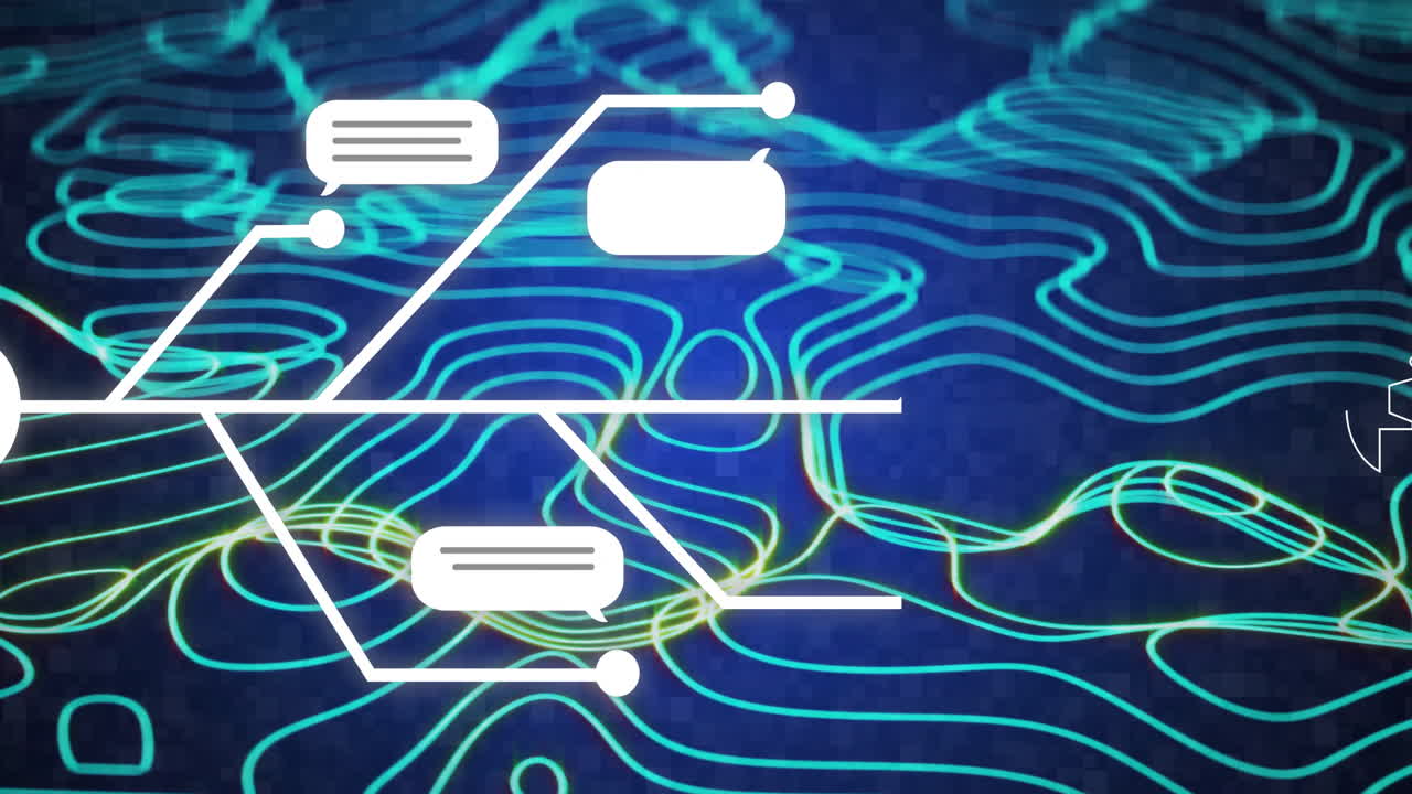 Animation of ai data processing over circuit board with transfer trails