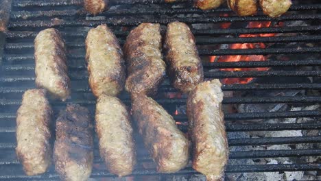 traditional food meat balls "mici" on grill