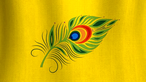 bandera de algodón realista con pluma de pavo real como fondo