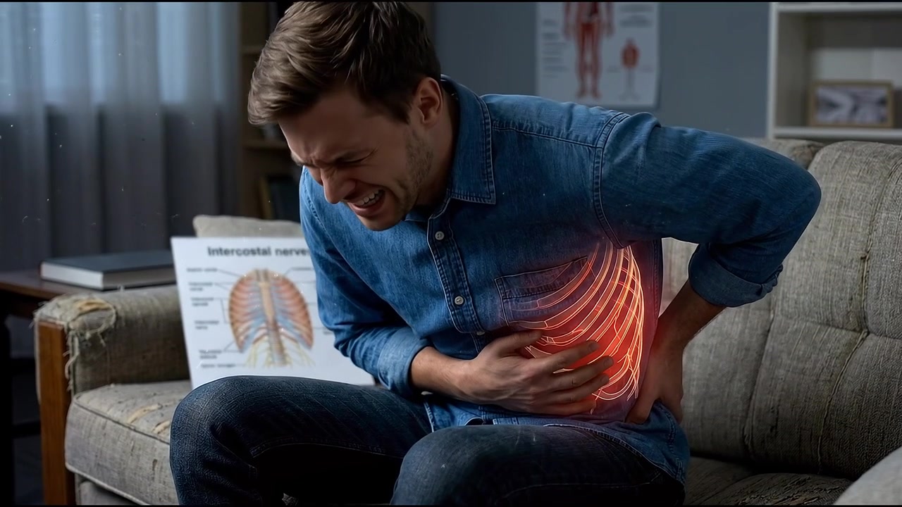 Man Suffering From Severe Rib Pain at Home