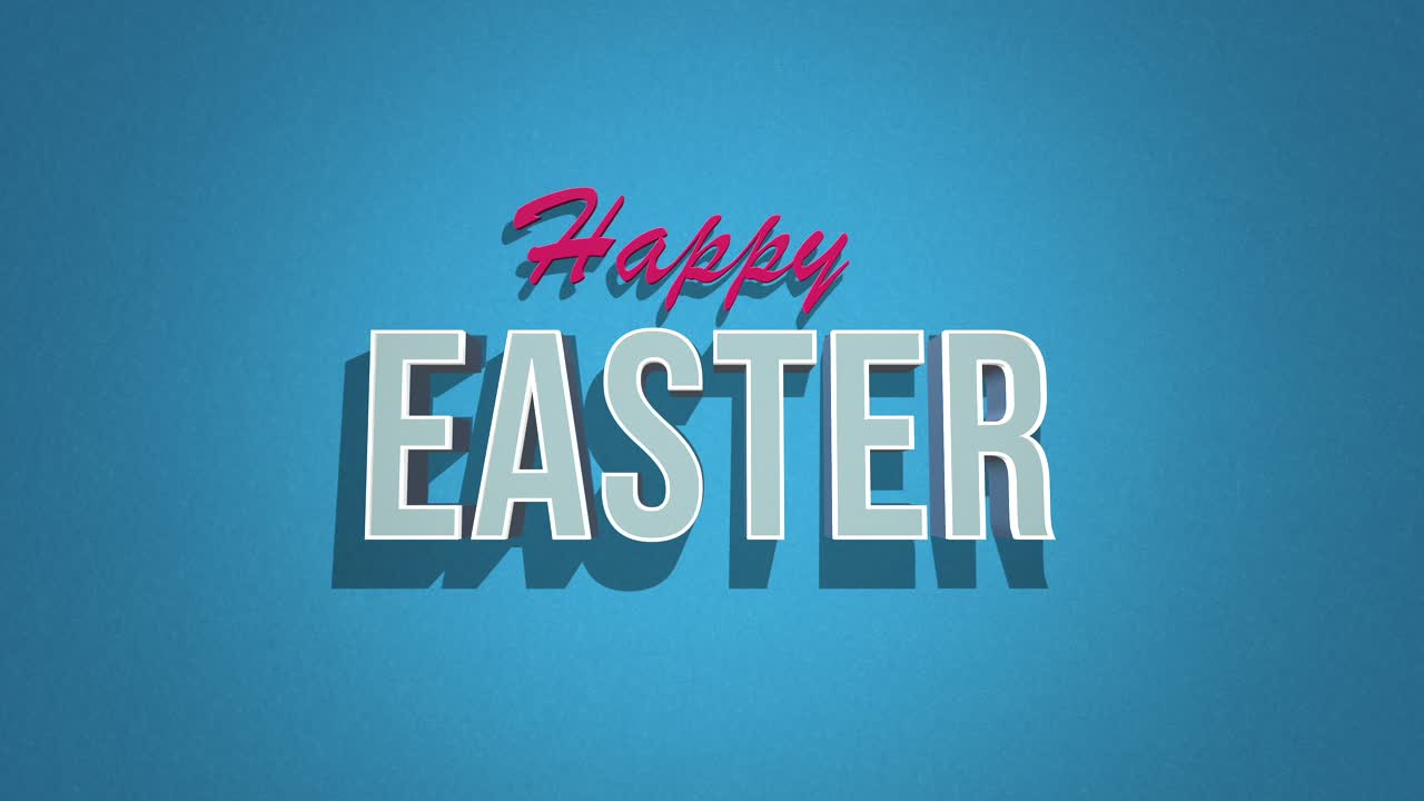 Testo Buona Pasqua retrò su texture vintage blu in stile anni '80.
