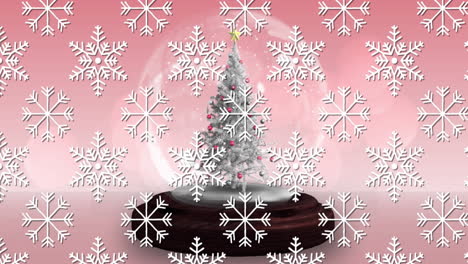 animación de la pelota de navidad sobre la nieve que cae