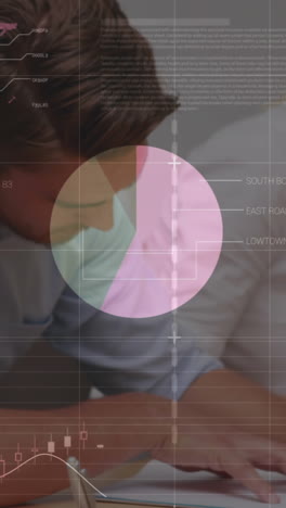 animación de estadísticas y procesamiento de datos financieros sobre empresarios en reuniones
