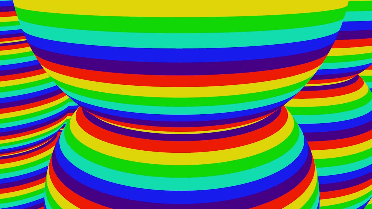 grandes formas esféricas con rayas de varios colores. computadora generada renderización 3d de objetos redondos con colores vibrantes