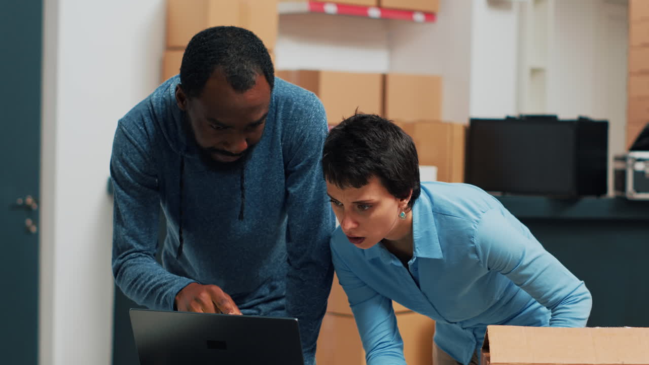 People working on shipping in warehouse