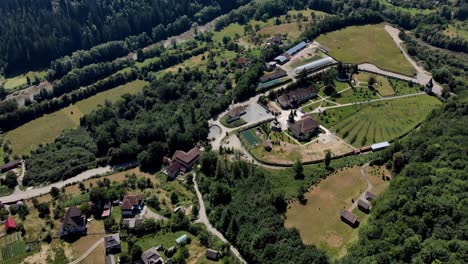 Bird's-Eye-View-Of-Orthodox-Church-Monastery-At-Lupsa-Commune-In-Alba-County,-Transylvania,-Romania