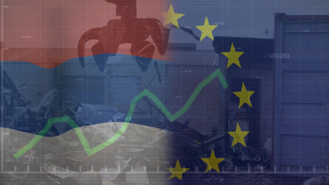 Animation-of-flags-of-eu-and-netherlands-over-data-processing-and-rubbish-dump