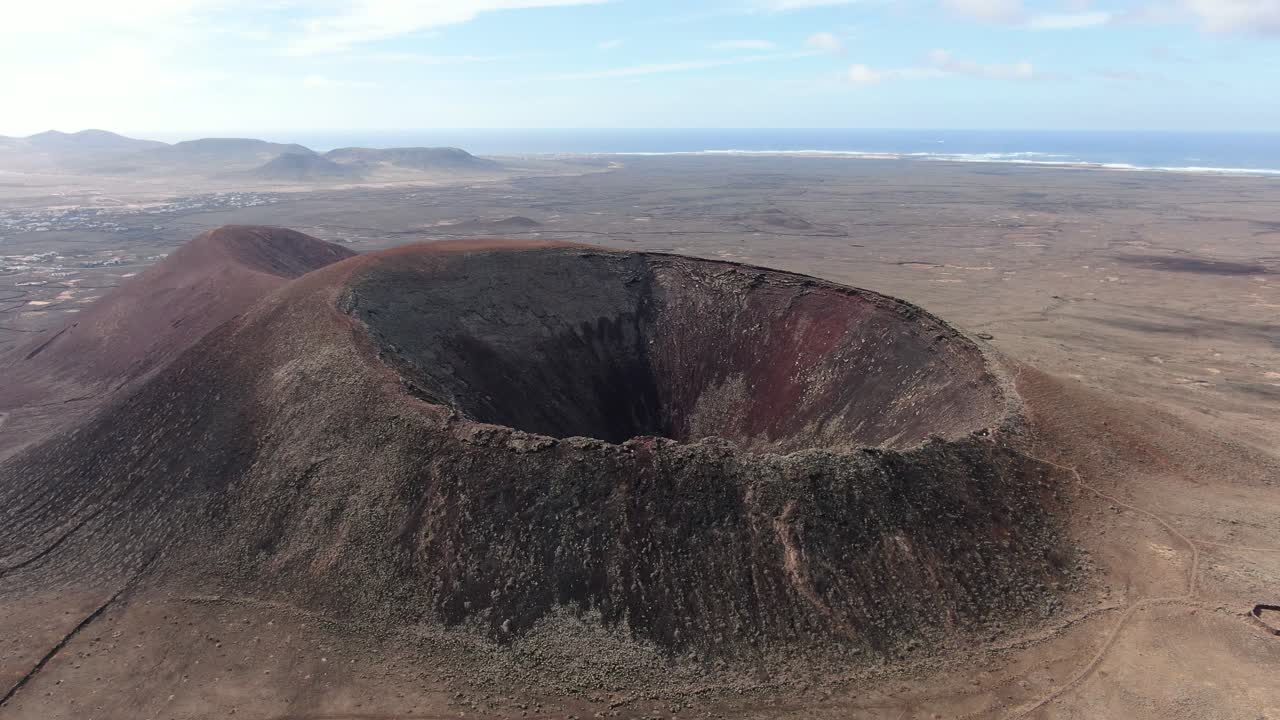 Calderon Hondo Volcano aerial footage (Fuerteventura, Canary Islands)