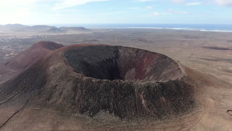calderon hondo volcano aerial footage (fuerteventura, canary islands)