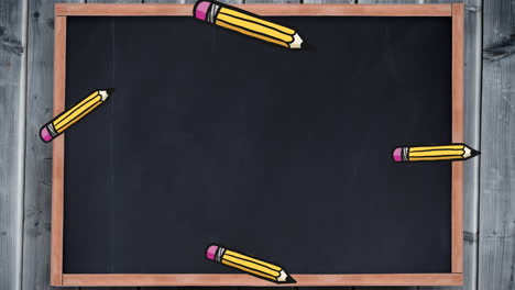 animation of school items icons moving over board