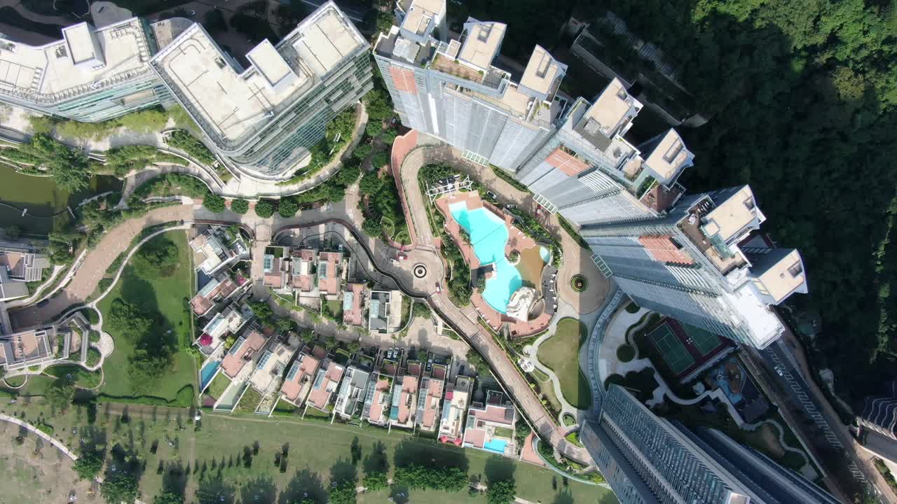 hong kong cyberport waterfront park edificios residenciales de lujo, vista aérea