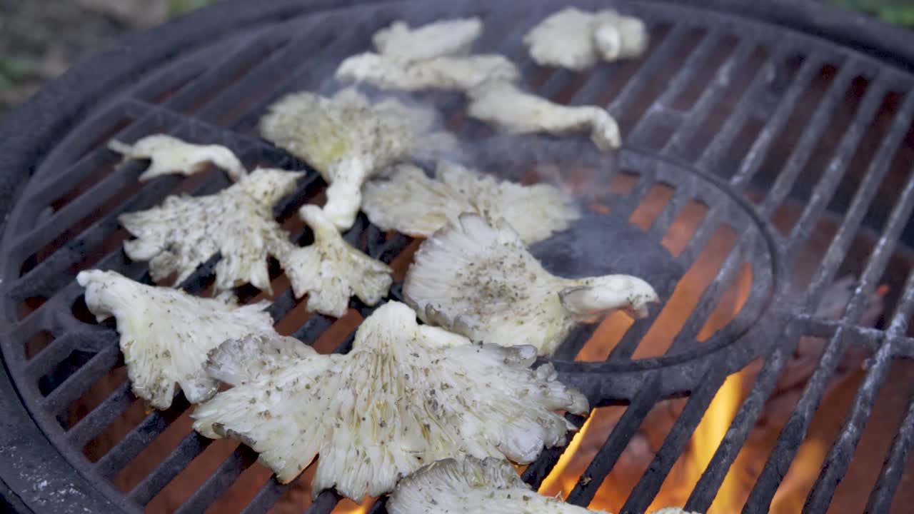 Grilling Mushrooms on a Charcoal Grill