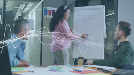 animación del diagrama sobre diversos colegas en la reunión en la oficina