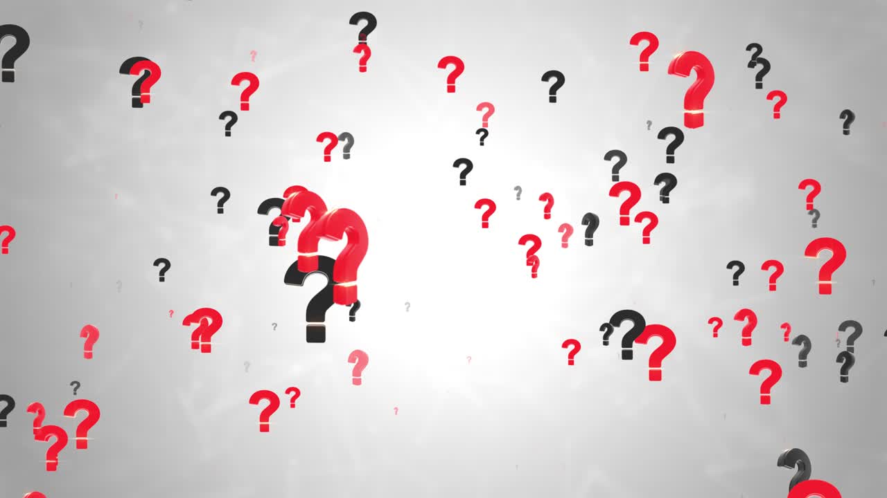 3D Flying in the space of question marks Loop Animation Green Scrren.