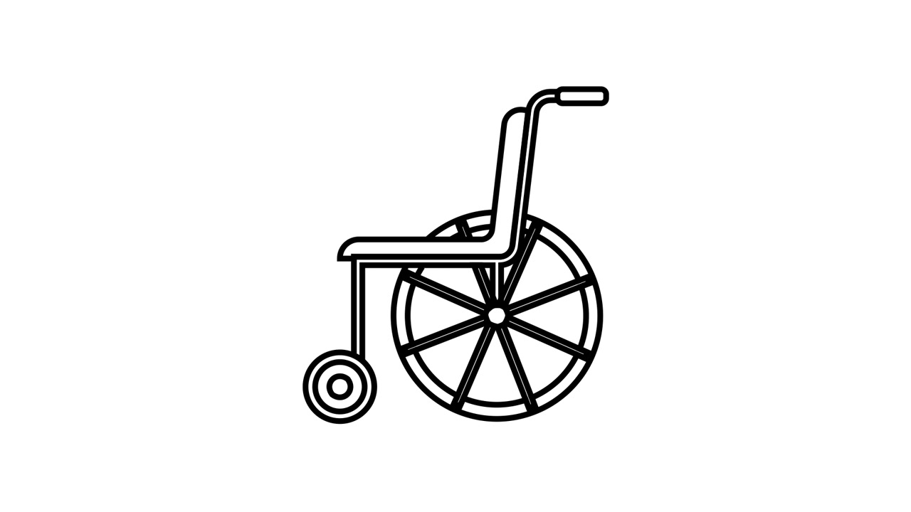 Line Art Animation of a Wheelchair Being Drawn