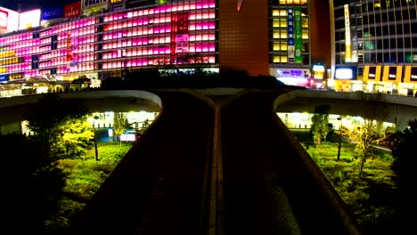 night lapse 4k at shinjuku rotary low angle wide shot