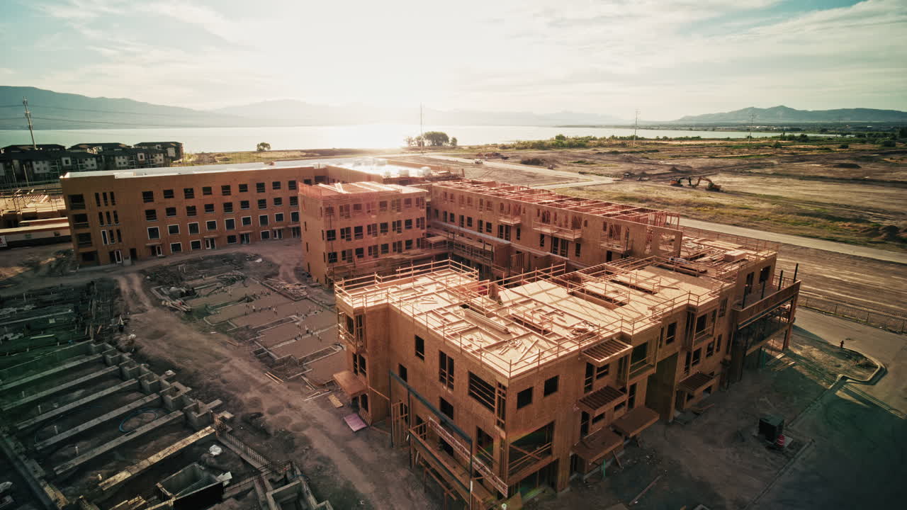 Aerial View of Under Construction Apartment Complex
