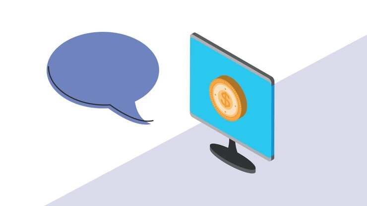 coin money in desktop animation