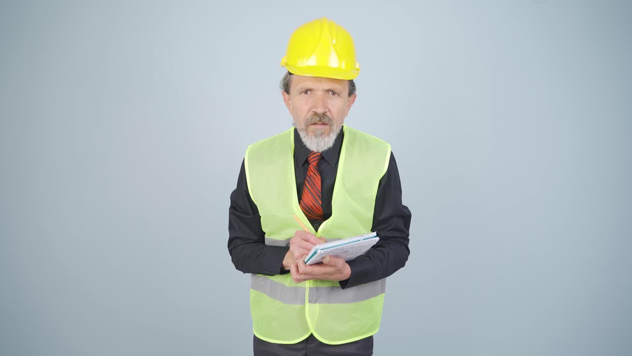 el ingeniero está emocionado, impaciente.