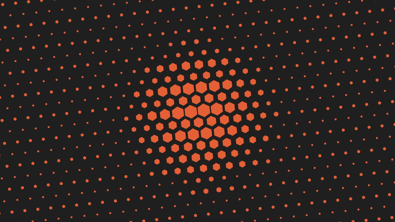 Vibrant black and orange honeycomb pattern on a dark background