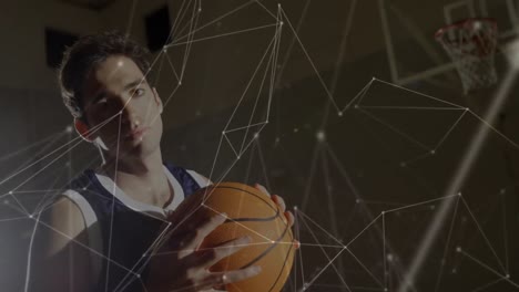 Animation-of-network-of-connections-over-basketball-match-in-gym